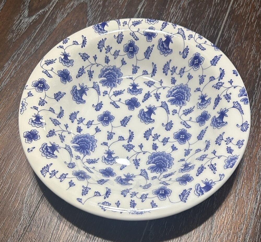 Pier 1 Imports Quadrifoglio Blue Chintz Soup Cereal Bowls Set of 2 Italy VTG